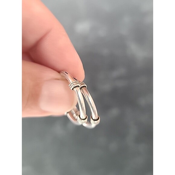 925 Sterling Silver Hoop Pierced Earrings Vintage - Picture 4 of 10